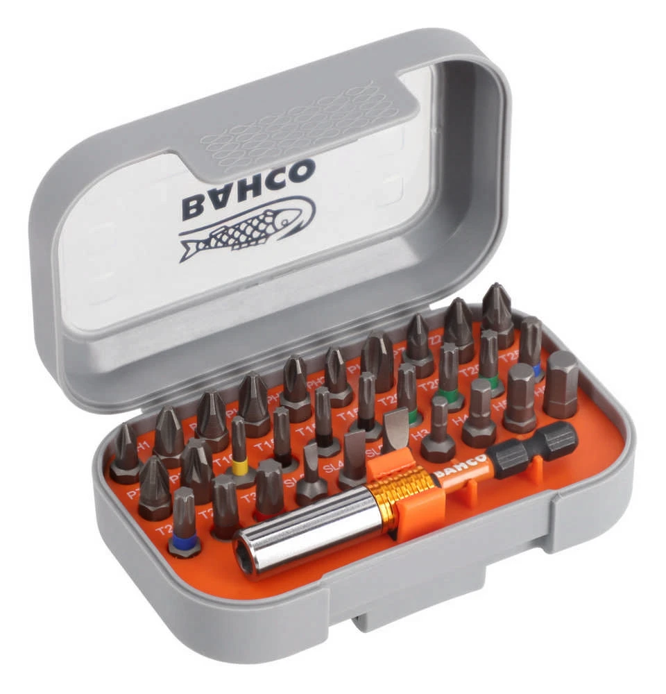 Bahco Antgalių rinkinys 31 vnt (PH+PZ+TORX+SL+HEX) su plonu, magnetiniu sukimo laikikliu