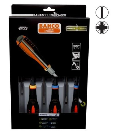 Bahco Atsuktuvų rinkinys ERGO™ kalami 6 vnt - SL3,5/4,5/5,5/6,5; PZ1/2