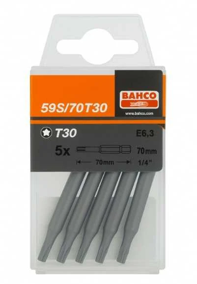 Grąžtas Bahco antgaliai 59S Torx T30 70 mm 5 vnt.