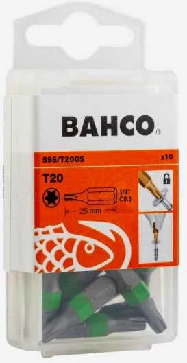 Bahco Bits Torx T20x25mm, conical, color coded, 10pcs