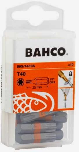 Bahco Bits Torx T40x25mm, conical. color coded, 10pcs