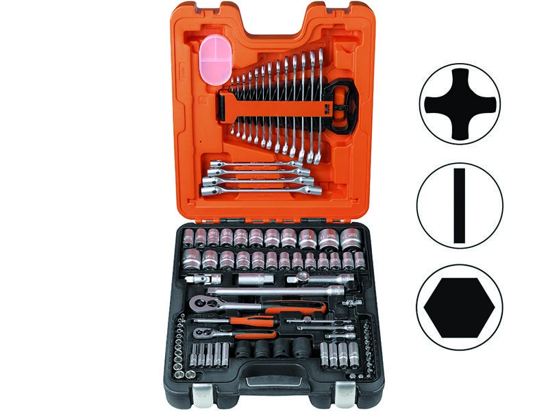 Bahco Galvučių, priedų ir raktų rinkinys 1/2" ir 1/4" 94 vnt