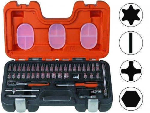 Bahco Galvučių 4-13mm. ir priedų rinkinys. 1/4. Kpl.46vnt.
