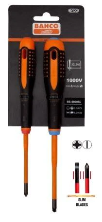 Bahco Izoliuotų atsuktuvų rinkinys ERGO™ Combi slim 2 vnt - SL5/PZ1; SL6/PZ2 - 1000V VDE