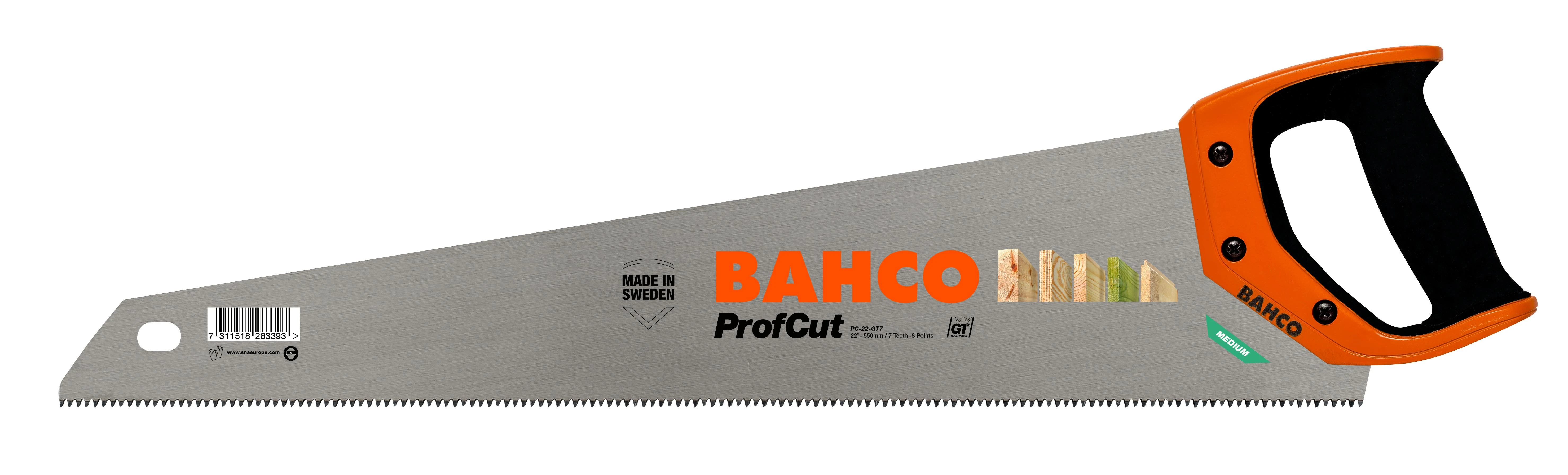 Trijų briaunų dantų pjūklas 550mm 7/8 BAHCO