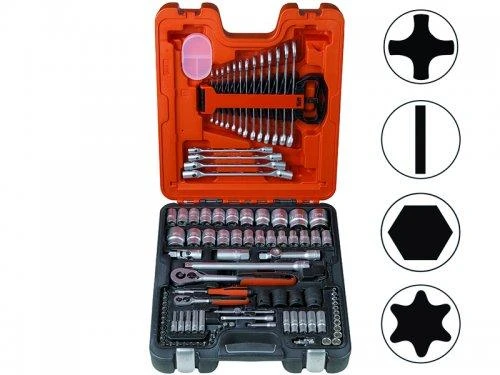 Bahco Galvučių, priedų ir raktų rinkinys 1/2" ir 1/4" 106 vnt