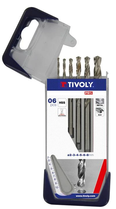 Grąžtas Metalo grąžtų rinkinys HSS pilnai šlifuoti Tivoly Clipster PRO 6vnt Ø2-8mm
