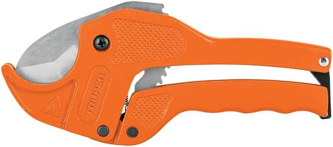 Plastikinių vamzdžių žirklės . Tvirtas metalinis korpusas, nerūdijančio plieno geležtė. Vamzdžiams iki 41 mm. Terkšlinis mechanizmas Truper®