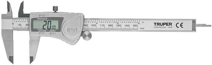 Skaitmeninis slankmatis. Tikslumas 0,01mm. Minimalus matuojamas storis 0,01mm, didžiausias matuojamas storis 150mm Truper®