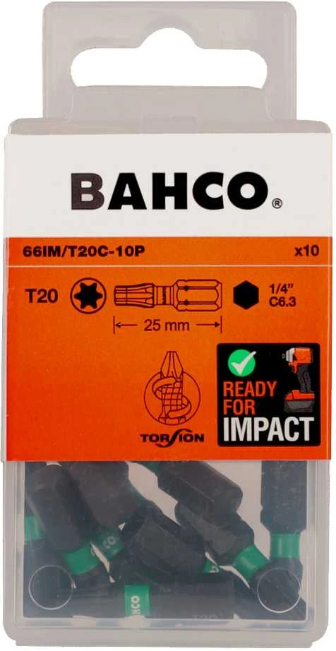 Smūginiai antgaliai Bahco 66IM T20 25mm , 10vnt blisteris