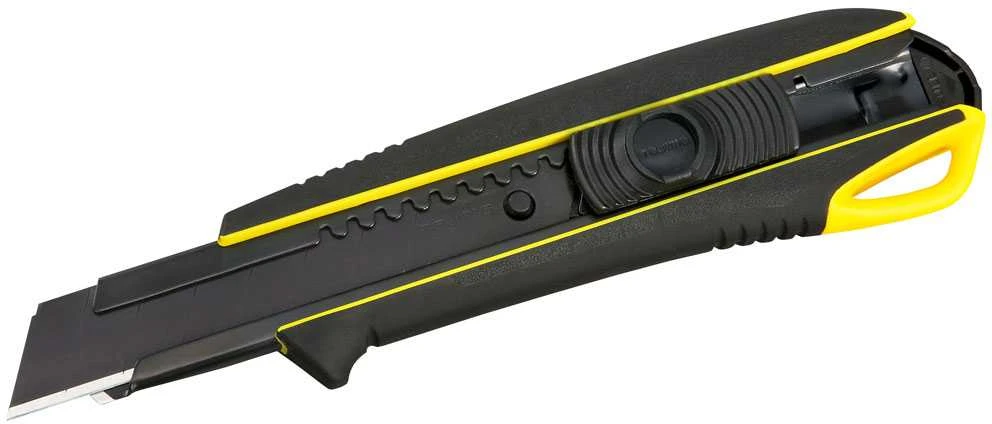 Tajima gumuotas peilis laužomomis 18mm juodosiomis geležtėmis ir automatiniu fiksatoriumi