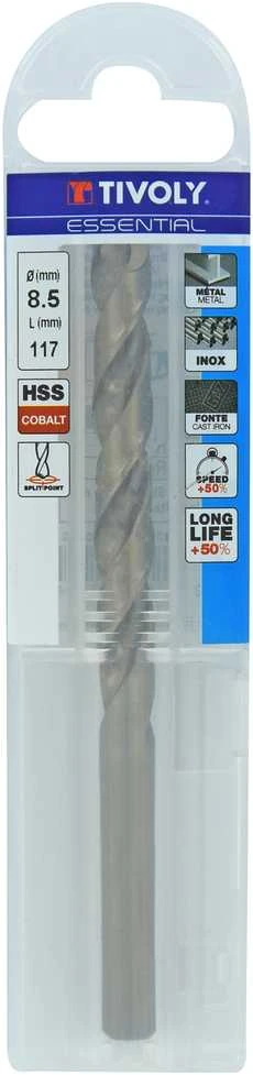 Tivoly Grąžtas metalui 8.5 mm, COBALT HSS-E5, pilnai šlifuotas, kampas 135⁰ . T Line, blisteryje