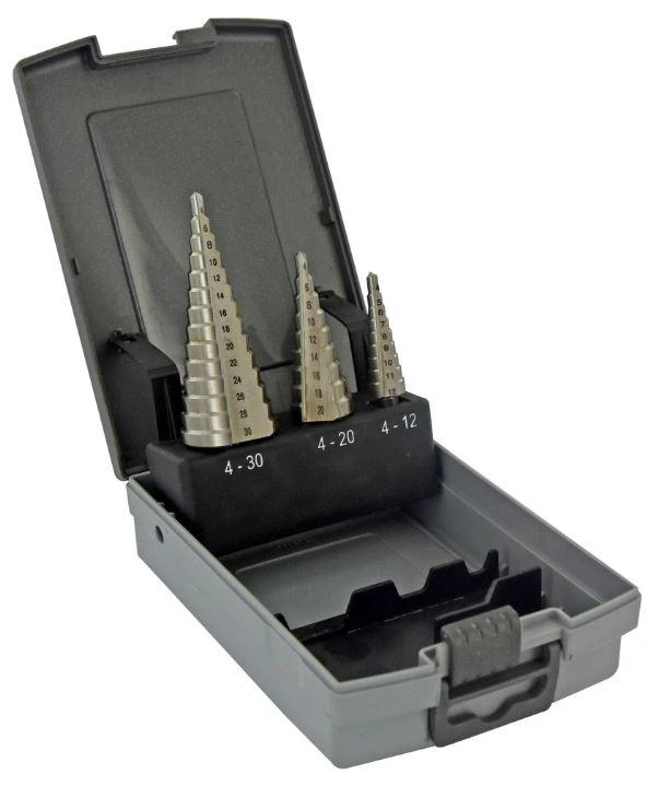 Grąžtas Pakopinių grąžtų rinkinys Tivoly HSS, 3vnt, 4-12mm / 4-20mm / 4-30mm