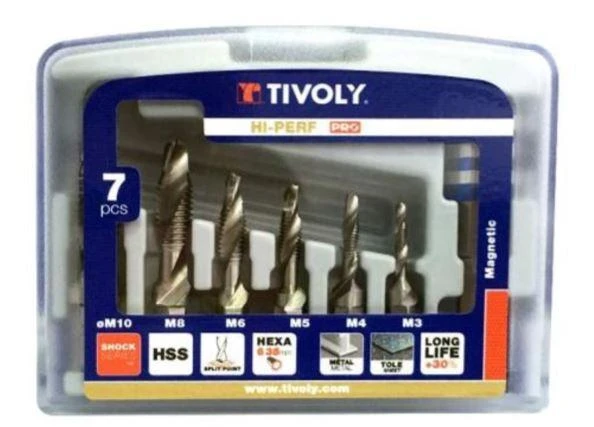 Tivoly Kombinuotų sriegiklių rinkinys FTH 1/4" kotelis M3-M10 + magnetinis laikiklis "Half-Box"
