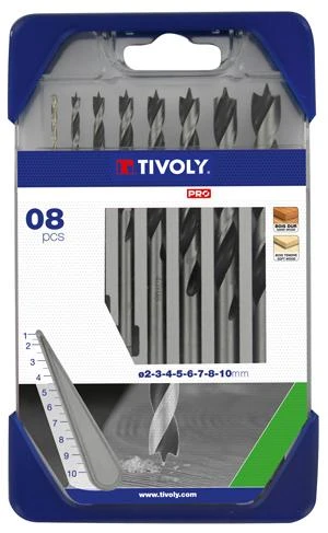 Grąžtas Tivoly Medžio grąžtų rinkinys (minkštai medienai ir kietmedžiui) Clipster PRO 8vnt Ø2-10mm