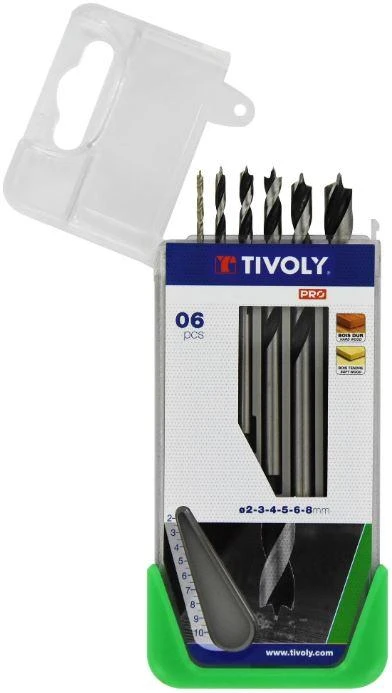 Grąžtas Tivoly Medžio grąžtų rinkinys (minkštai medienai ir kietmedžiui) Clipster PRO 6vnt Ø2-8mm