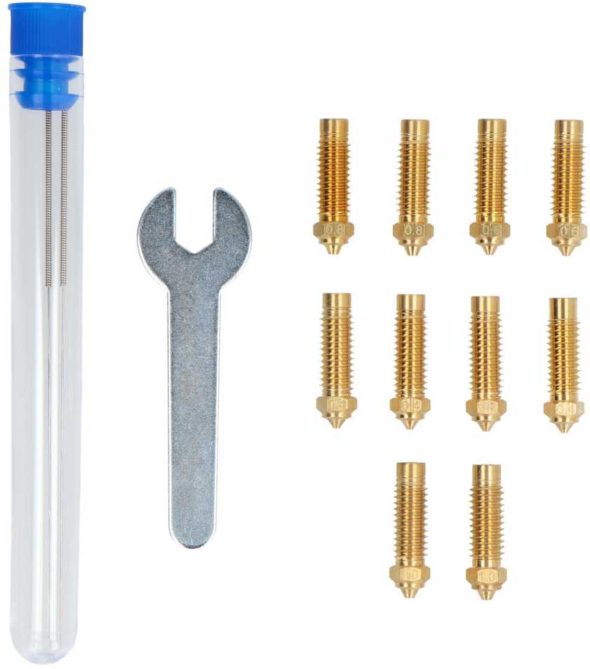 0.4mm/0.6mm/0.8mm/1mm antgalių rinkinys Elegoo Neptune 4 Plus/4 Max 3D spausdintuvams - žalvarinis