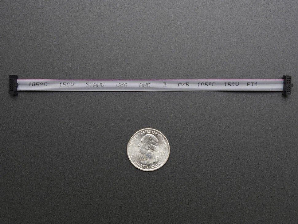 10 kontaktų IDC juostinis kabelis su 1.27mm žingsnio lizdais