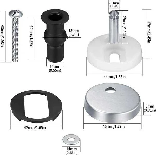 Oem 14mm klozeto sėdynės montavimo rinkinys - su 45mm flanšu - tvirtinimo varžtai - 2 vnt