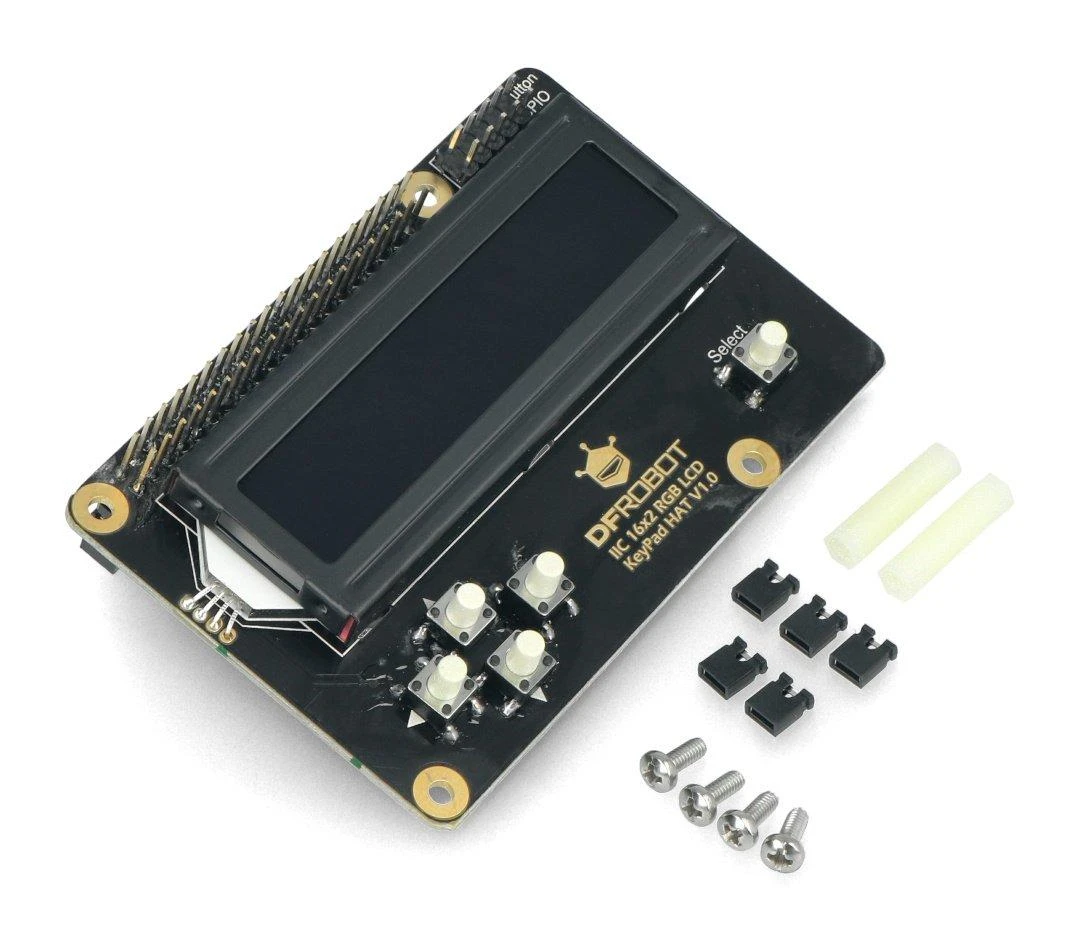 16x2 RGB LCD ekranas I2C klaviatūra, skirta Raspberry Pi 3B+/4B, DFRobot DFR0514
