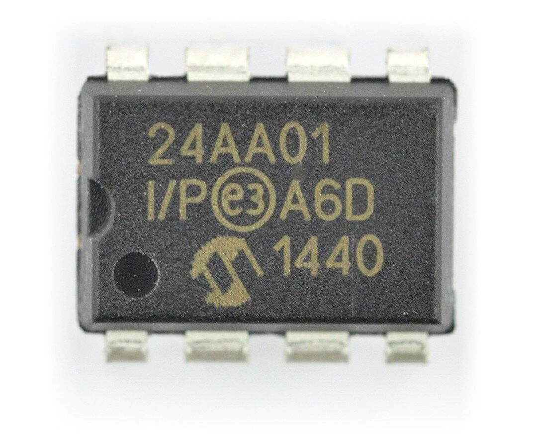 24AA01 EEPROM mikroschema su 8 kojelėmis