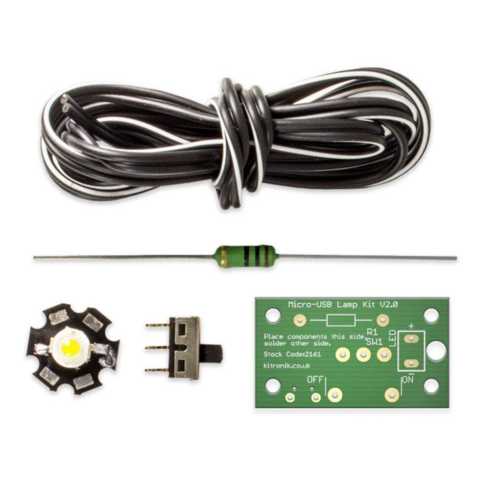 Kitronik LED lempos rinkinio komponentai
