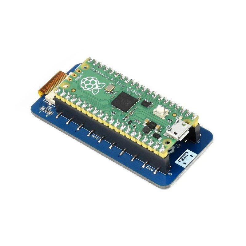 Waveshare e-paper ekranas su prijungtu Raspberry Pi Pico
