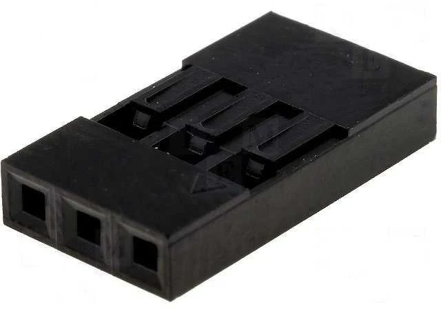 Trijų kontaktų juodas 2,54 mm jungties korpusas