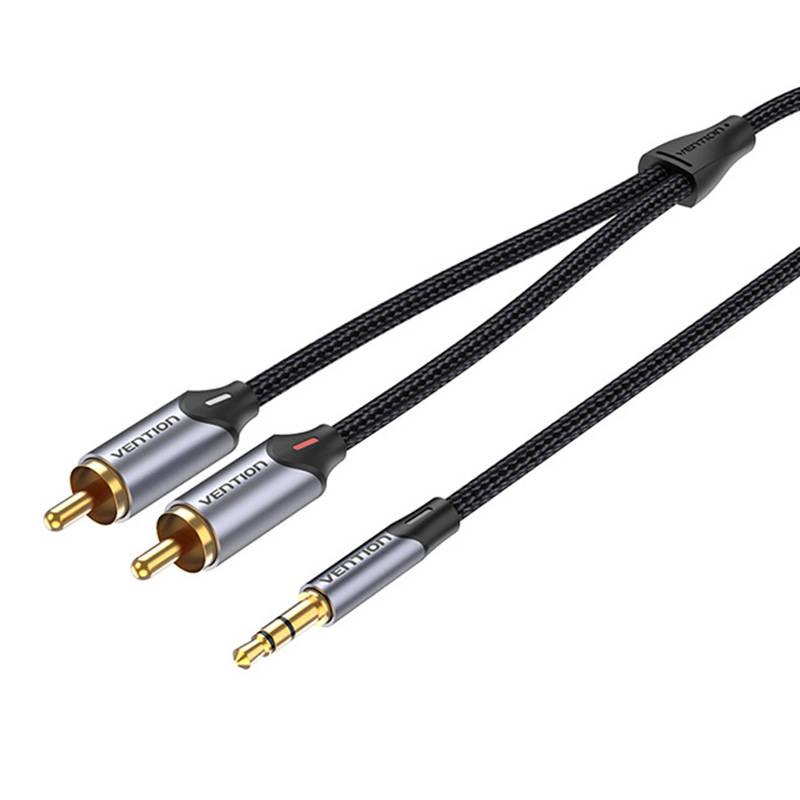 2xRCA kabelio (Cinch) lizdas iki 3.5 mm Vention BCNBJ 5m (pilkas)