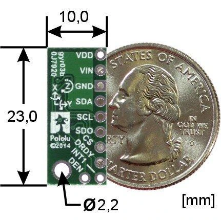 3 ašių L3GD20H skaitmeninis I2C SPI giroskopas, Pololu 2129