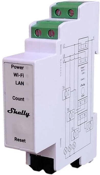 Shelly PRO 3EM 400A profesionalus elektros sąnaudų skaitiklis