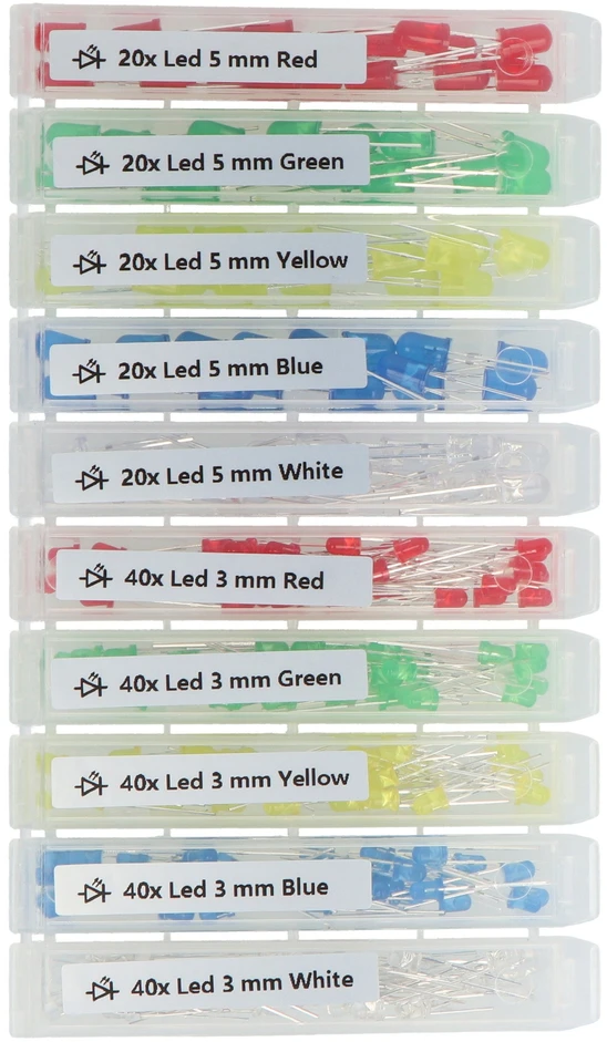 3 mm ir 5 mm šviesos diodų rinkinys – justPi – 300 vnt, + organizatorius