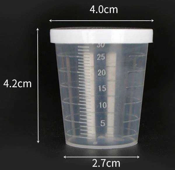 Oem 30ml matavimo puodelis - Plastikinis indas su dangteliu - rakinamas
