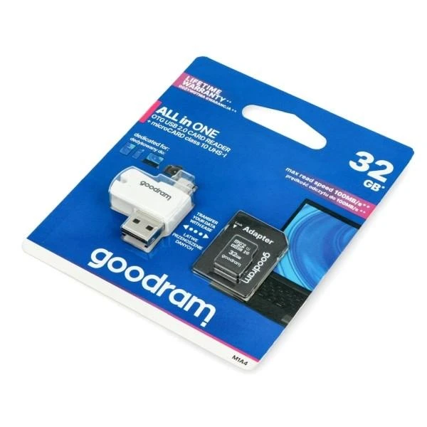 Oem 32GB 100 MB/s Micro SD atminties kortelė Goodram M1A4 - OTG adapteris
