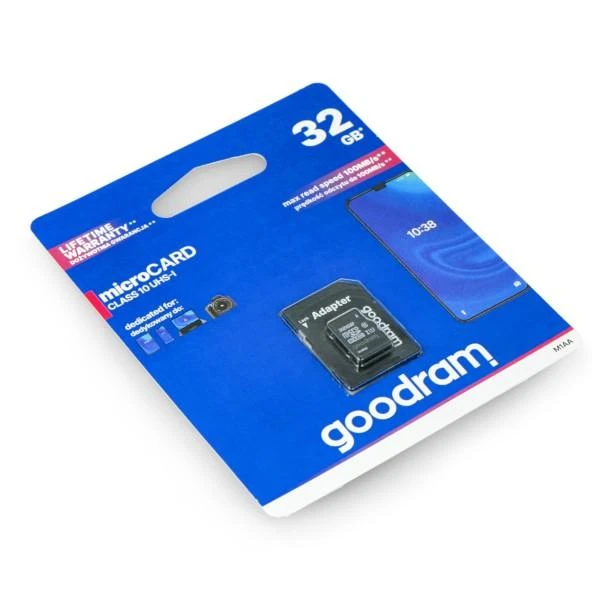 Atminties kortelė GOODRAM 32 GB Micro SDHC class 10 UHS I, su adapteriu