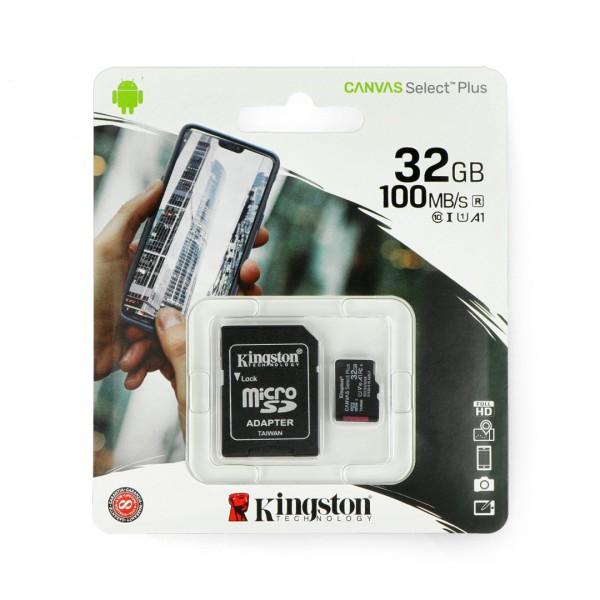Atminties kortelė Kingston Canvas Select Plus UHS-I 32 GB Micro SDHC Flash atminties klasė 10 SD Adapteris