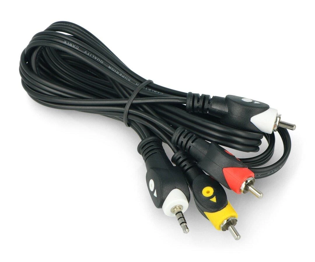 3.5 mm į 3x RCA AV kabelis su spalvotais kištukais