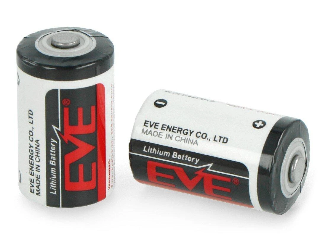 Dvi EVE ER14250 ličio baterijos