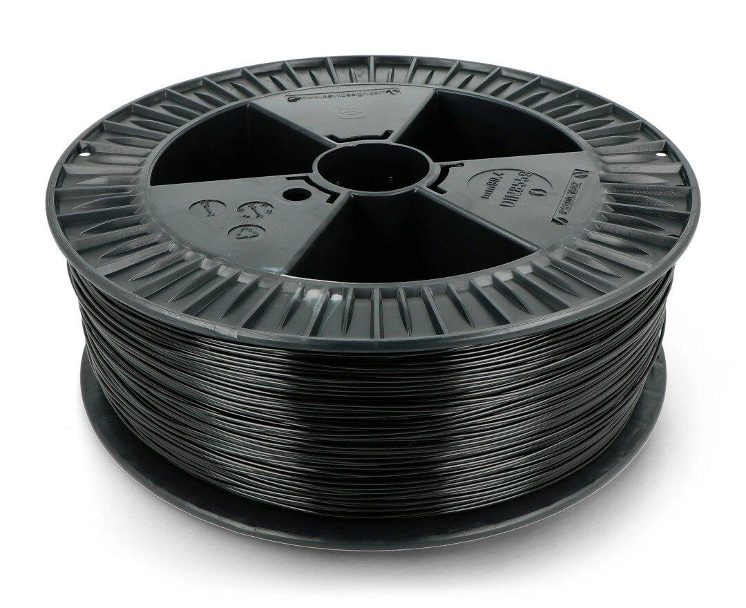 Juodas ABS 3D spausdintuvo filamentas ant didelės ritės