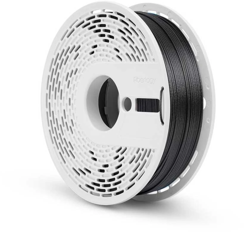 Fiberlogy PLA CF juoda gija ant baltos ritės