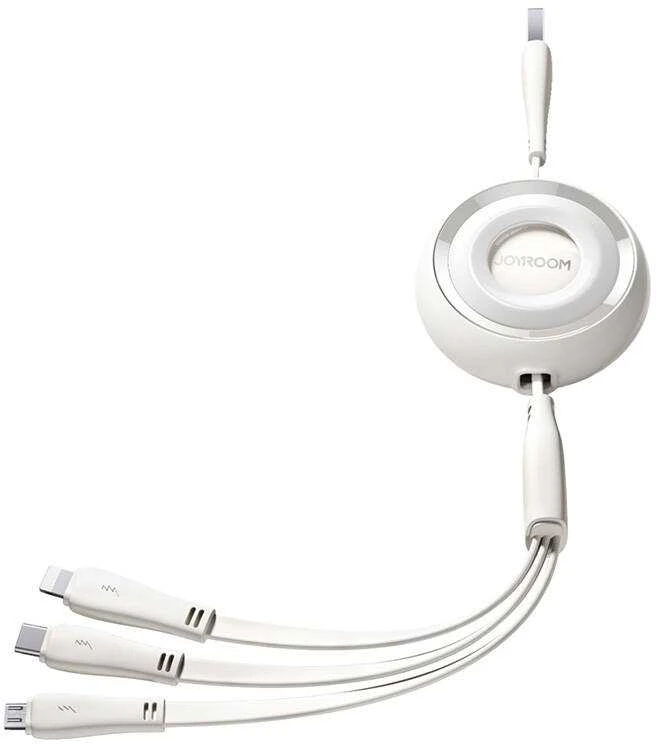 3in1 Joyroom Spalvingas USB į USB-C/Lightning/Micro USB laidas 3.5A, 1m (baltas)