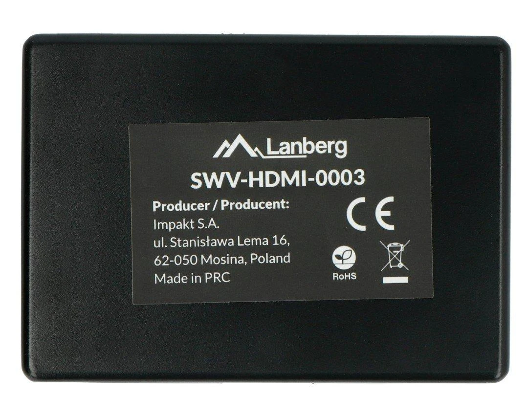 LANBERG switch video 3-port HDMI juodas + micro USB prievadas