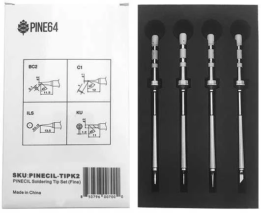4 antgalių rinkinys Pinecil lituokliui - Fine serija, tipas TS - Pine64 TIPK2