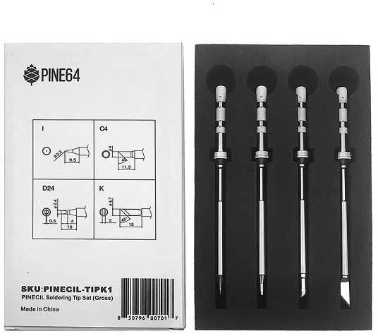 4 lituoklio antgalių rinkinys Pinecil lituokliui - Gross serijos tipas TS - Pine64 TIPK1