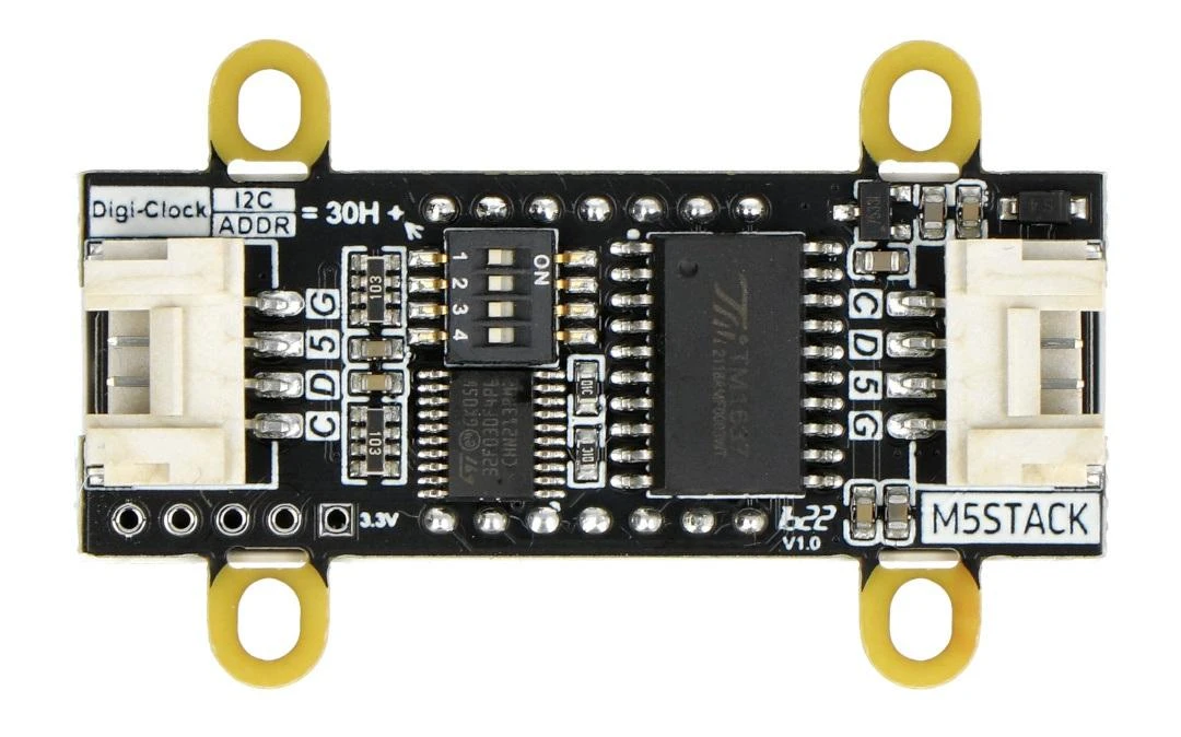 M5Stack Digi-Clock plokštės galinė pusė su TM1637 lustu