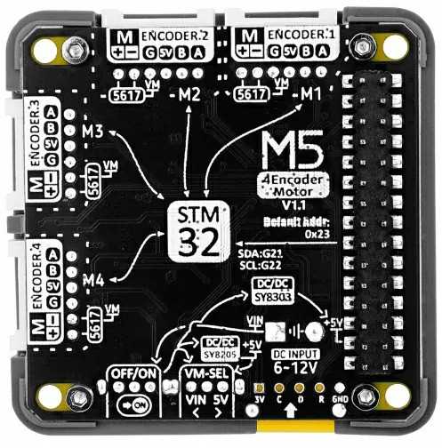 4EncoderMotor Module V1.1 – 4 kanalų variklio valdiklis – STM32 + BL5617 – M5Core kūrimo moduliams – M5Stack M138-V11