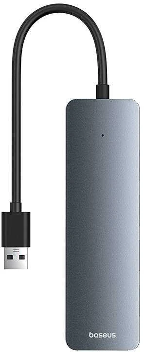 4in1 Hub Baseus UltraJoy Lite USB-A į USB 3.0 15cm (pilka)