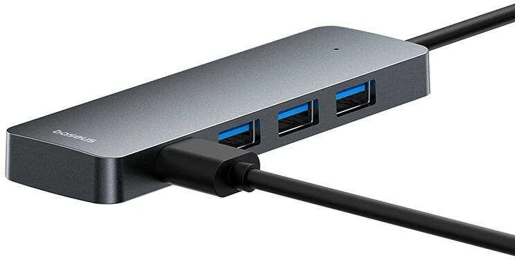 4in1 Hub Baseus UltraJoy Lite USB-A į USB 3.0 15cm (pilka)
