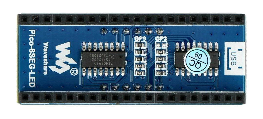 4x 8 segmentų ekrano modulis, raudonas, SPI, skirtas Raspberry Pi Pico, Waveshare 19806