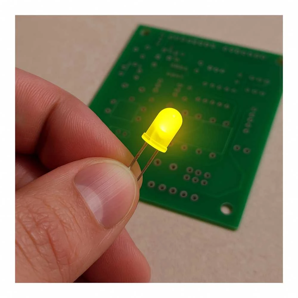 5 mm geltonas difuzinis šviesos diodas 20 mA - 10 vnt